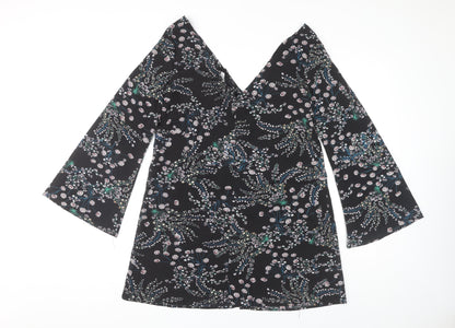 Glamorous Women's Black Floral V-Neck Dress Size 6