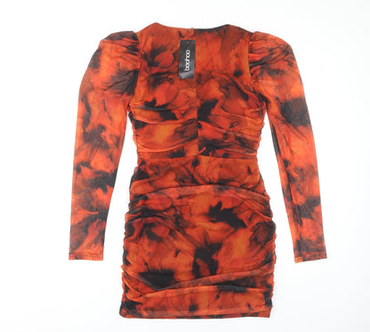 boohoo Women Orange Tie Dye Bodycon Dress Size 10