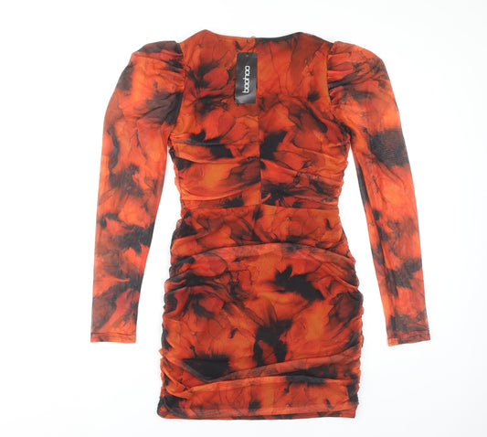 boohoo Women Orange Tie Dye Bodycon Dress Size 10