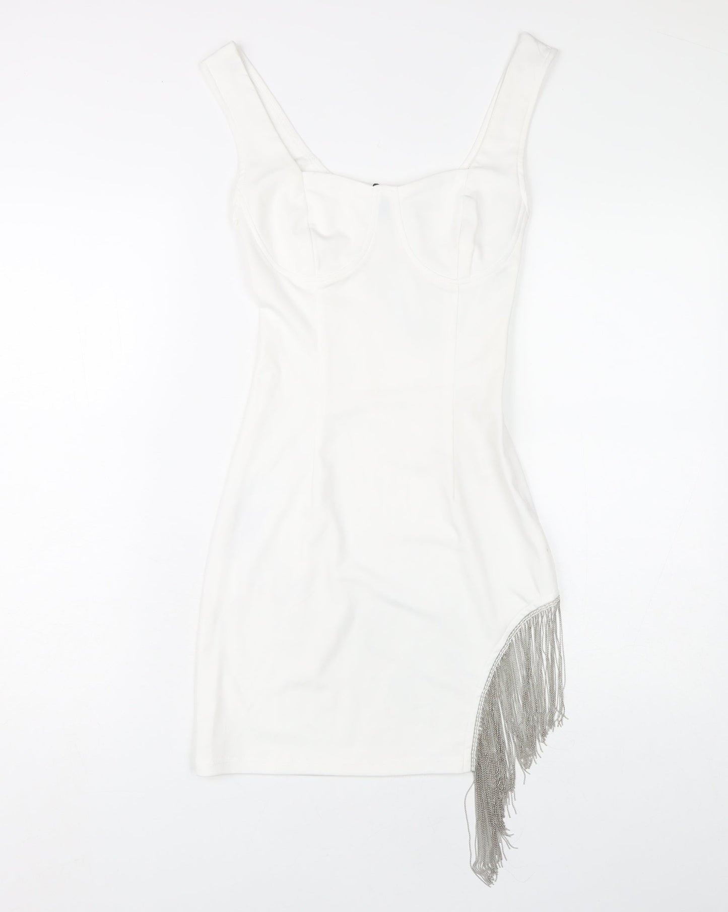 PrettyLittleThing Women's White Bodycon Dress, Size 6