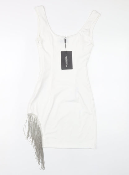 PrettyLittleThing Women's White Bodycon Dress, Size 6