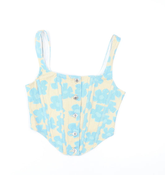 PrettyLittleThing Women's Multicoloured Floral Cropped Camisole - Size 10