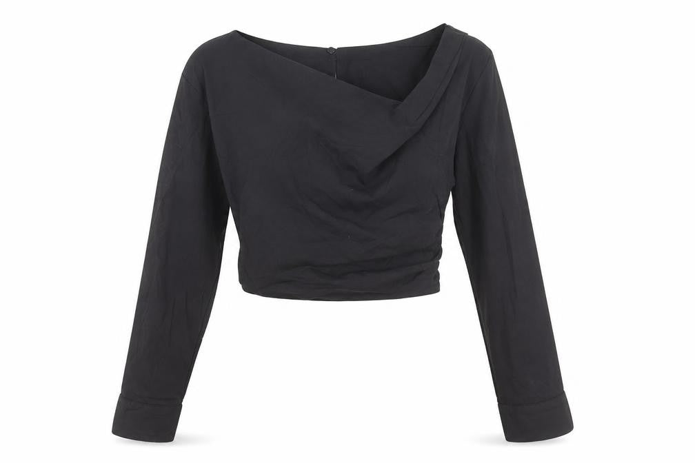 Womens UK Size S Zara Black Cropped Blouse
