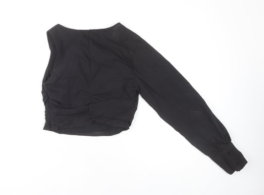 Womens UK Size S Zara Black Cropped Blouse