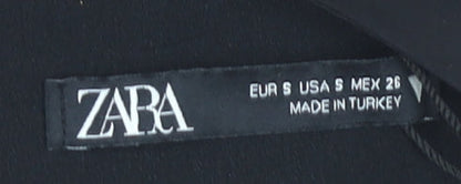 Womens UK Size S Zara Black Cropped Blouse