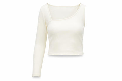 Zara Women's White One Shoulder Cropped Top Large