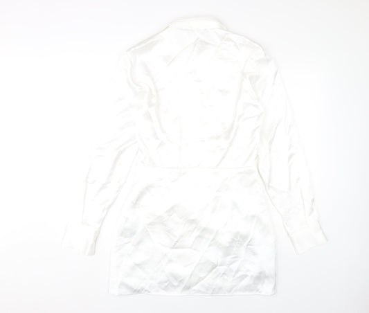 Zara Women's White Collared Dress Size S