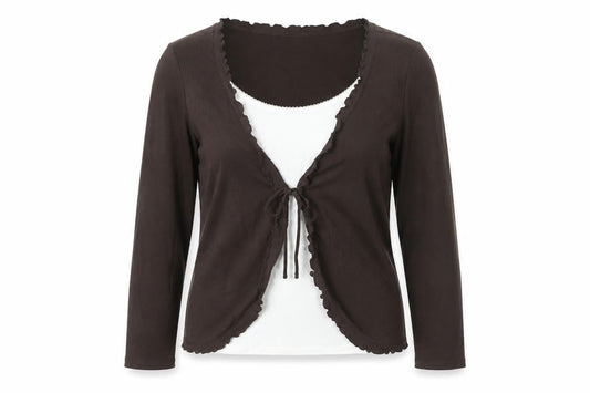 Front view of Marks & Spencer Women’s Brown Long Sleeve Top, size UK 18
