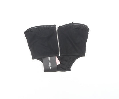 PRETTYLITTLETHING Women's Black Cropped Top Size 6