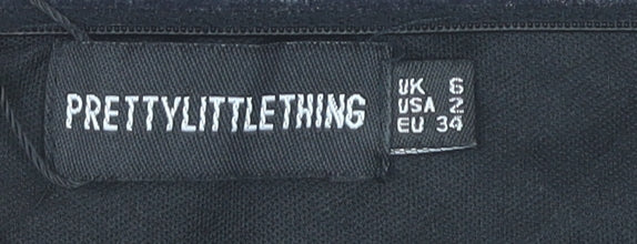 PRETTYLITTLETHING Women's Black Cropped Top Size 6