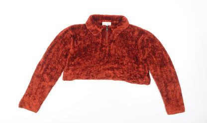 Charlotte Halton Women's Red Collared Full Zip Jumper S