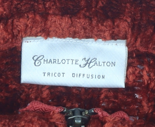 Charlotte Halton Women's Red Collared Full Zip Jumper S
