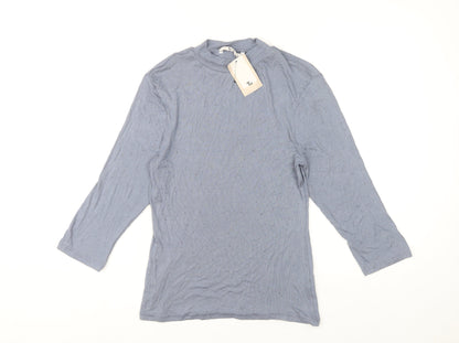 Tu Women's Blue 3/4 Sleeve Mock Neck Top Size 12
