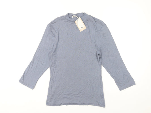 Tu Women's Blue 3/4 Sleeve Mock Neck Top Size 12
