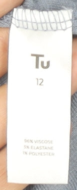 Tu Women's Blue 3/4 Sleeve Mock Neck Top Size 12