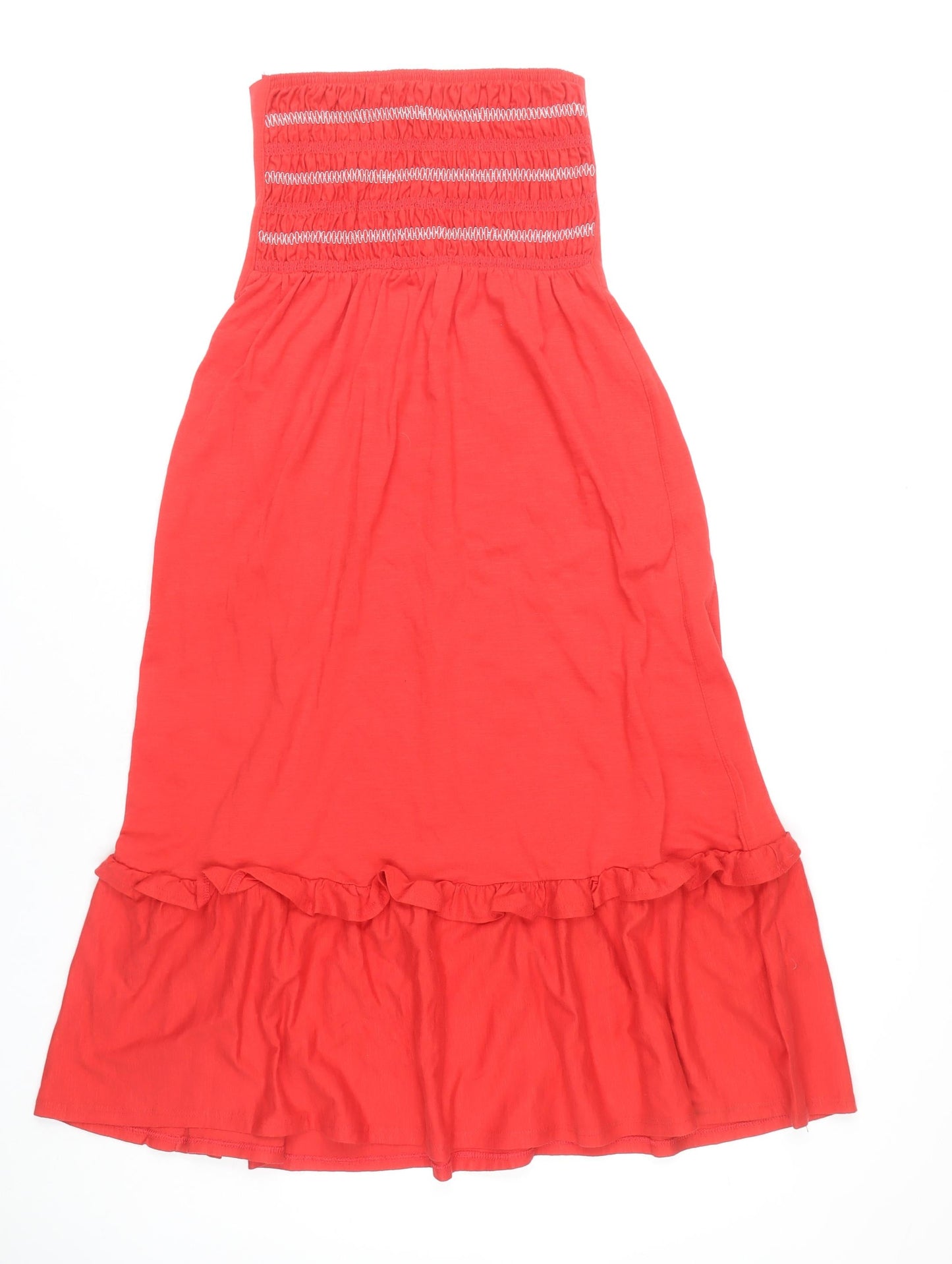 Next Women Red Size 8 Cotton Dress with Ruffles