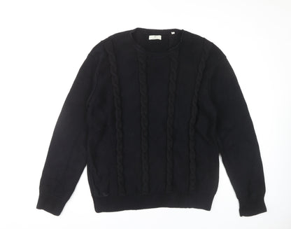 GANT Men's Black 2XL Cable-Knit Pullover Jumper