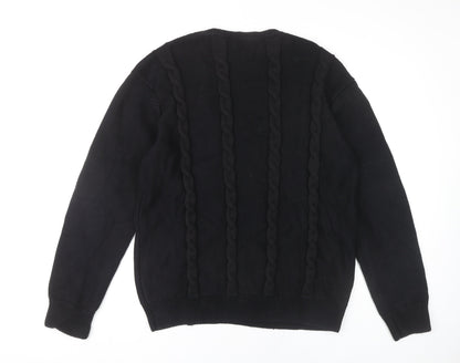 GANT Men's Black 2XL Cable-Knit Pullover Jumper