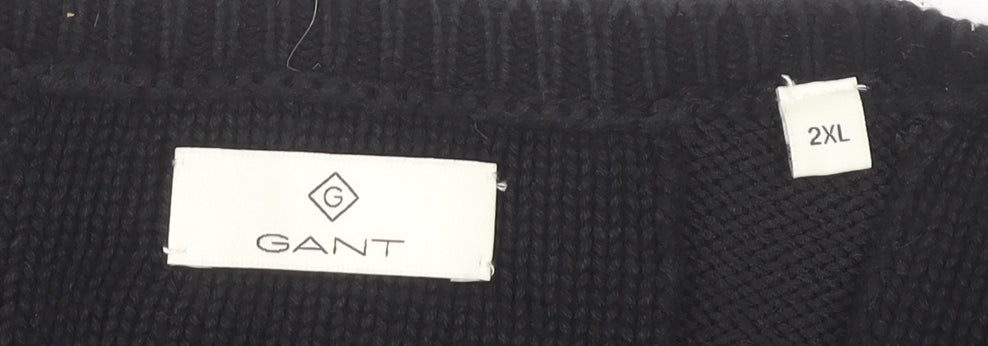 GANT Men's Black 2XL Cable-Knit Pullover Jumper