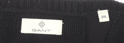 GANT Men's Black 2XL Cable-Knit Pullover Jumper