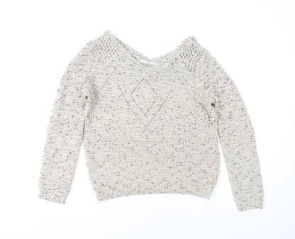 George Women's Beige V-Neck Pullover Jumper Size 8