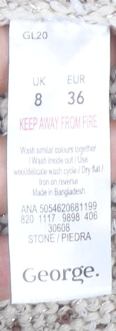 George Women's Beige V-Neck Pullover Jumper Size 8