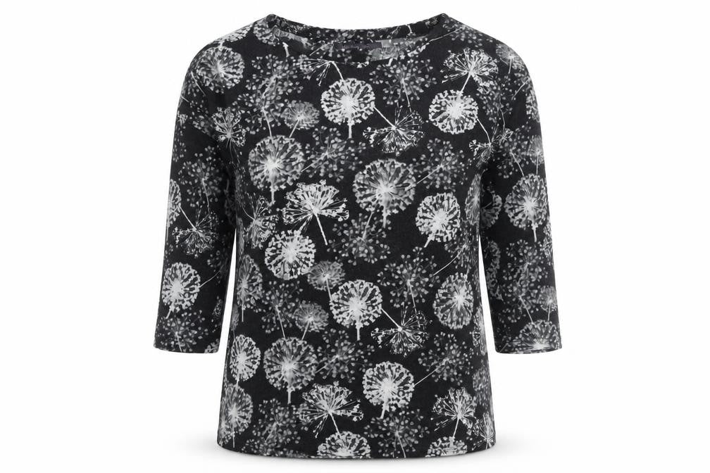 Front view of Marks & Spencer Women's Black Floral T-Shirt, size 12