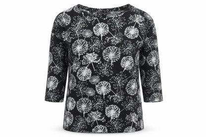 Front view of Marks & Spencer Women's Black Floral T-Shirt, size 12