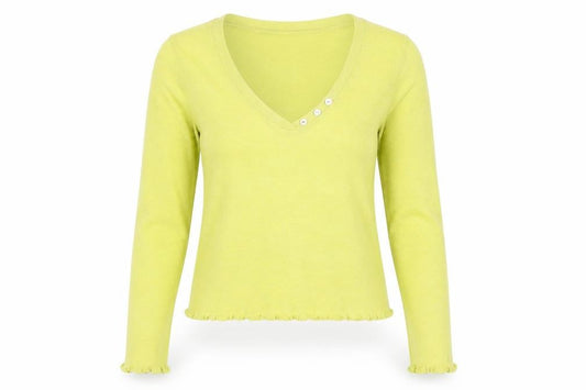 Front view of Whistles Women's Green V-Neck Jumper, size M