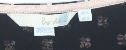 Boden Women’s Black Floral Cowl Neck Top UK 12