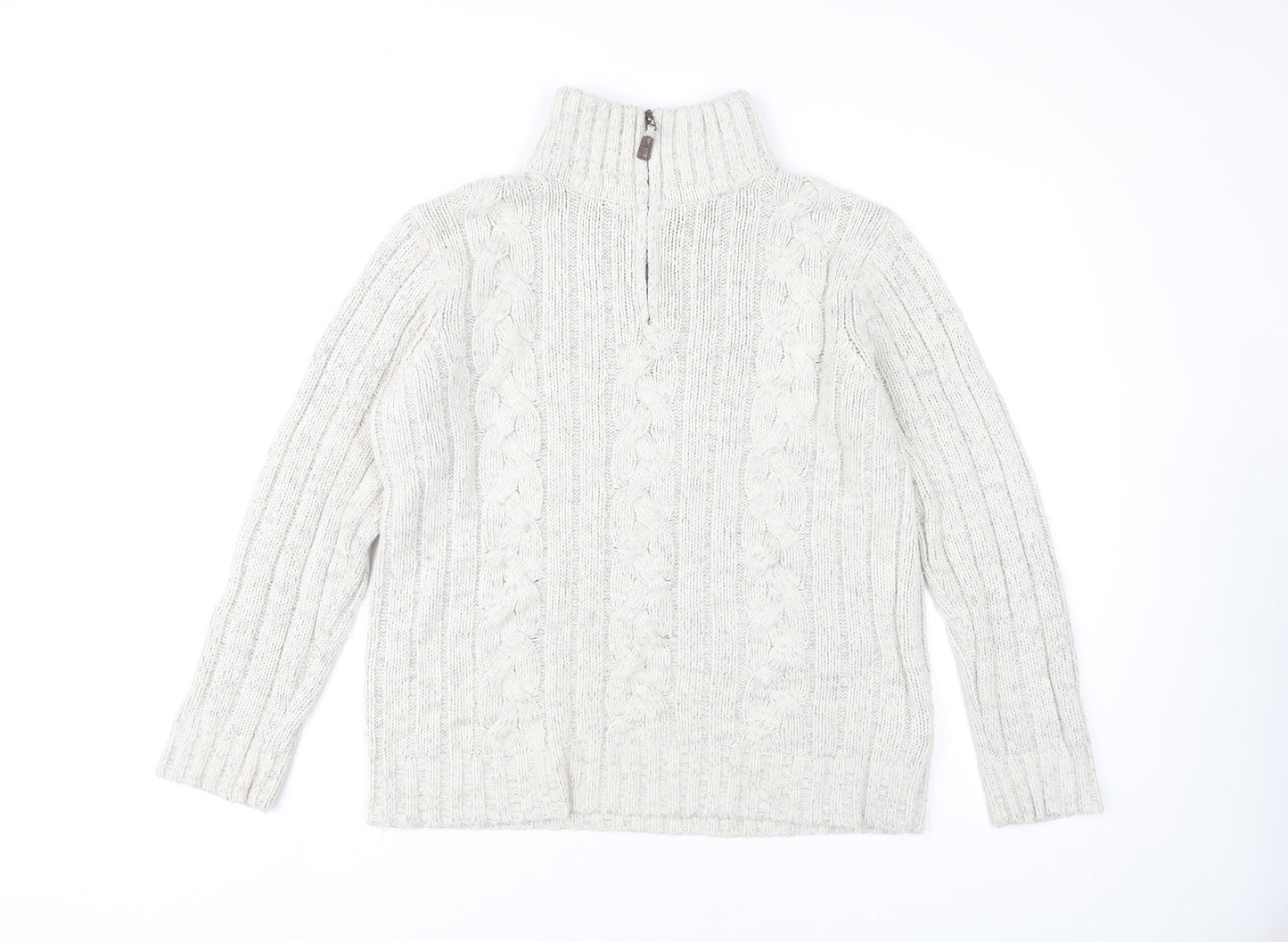 White High Neck Cable-Knit Jumper, Marks and Spencer, S