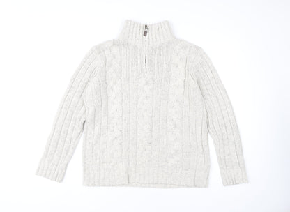 White High Neck Cable-Knit Jumper, Marks and Spencer, S