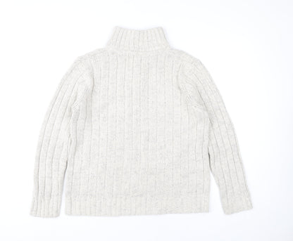 White High Neck Cable-Knit Jumper, Marks and Spencer, S