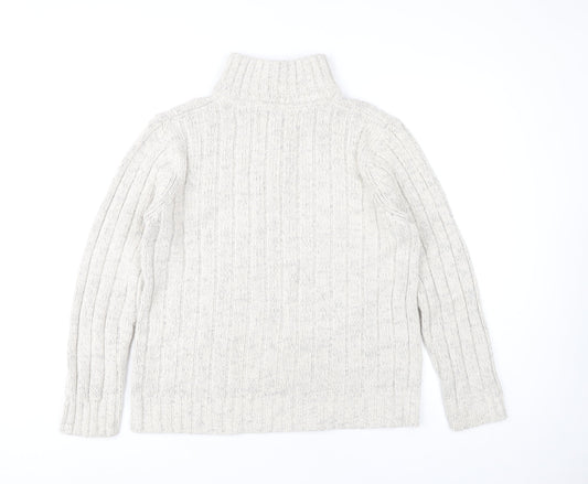 White High Neck Cable-Knit Jumper, Marks and Spencer, S