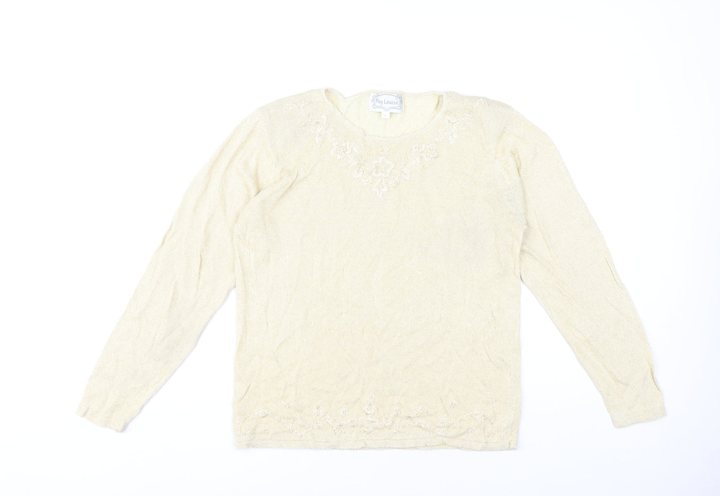 Womens UK Size L Fay Louise Beige Pullover Jumper