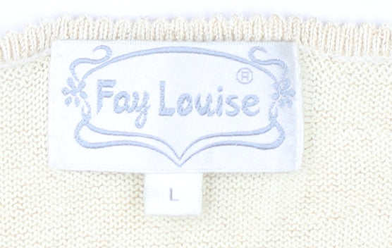 Womens UK Size L Fay Louise Beige Pullover Jumper