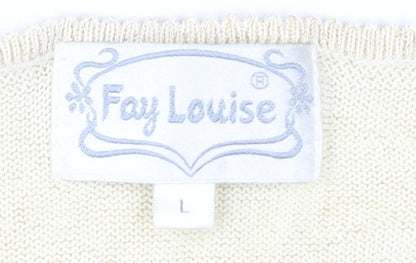 Womens UK Size L Fay Louise Beige Pullover Jumper
