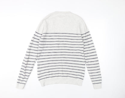 Next Men's Grey Striped Pullover M