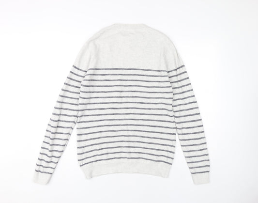 Next Men's Grey Striped Pullover M