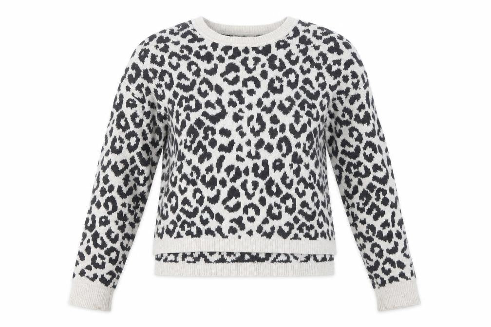 Front view of YES LOLA Women's Ivory Animal Print jumper M
