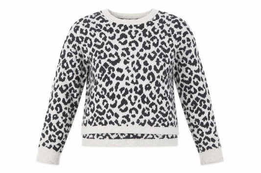 Front view of YES LOLA Women's Ivory Animal Print jumper M