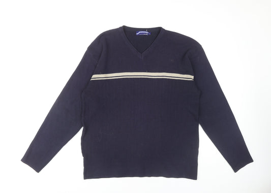 Innocenti Mens Blue V-Neck Pullover Jumper L