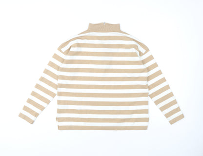Gianni Feraud Women's Beige Striped Pullover Jumper