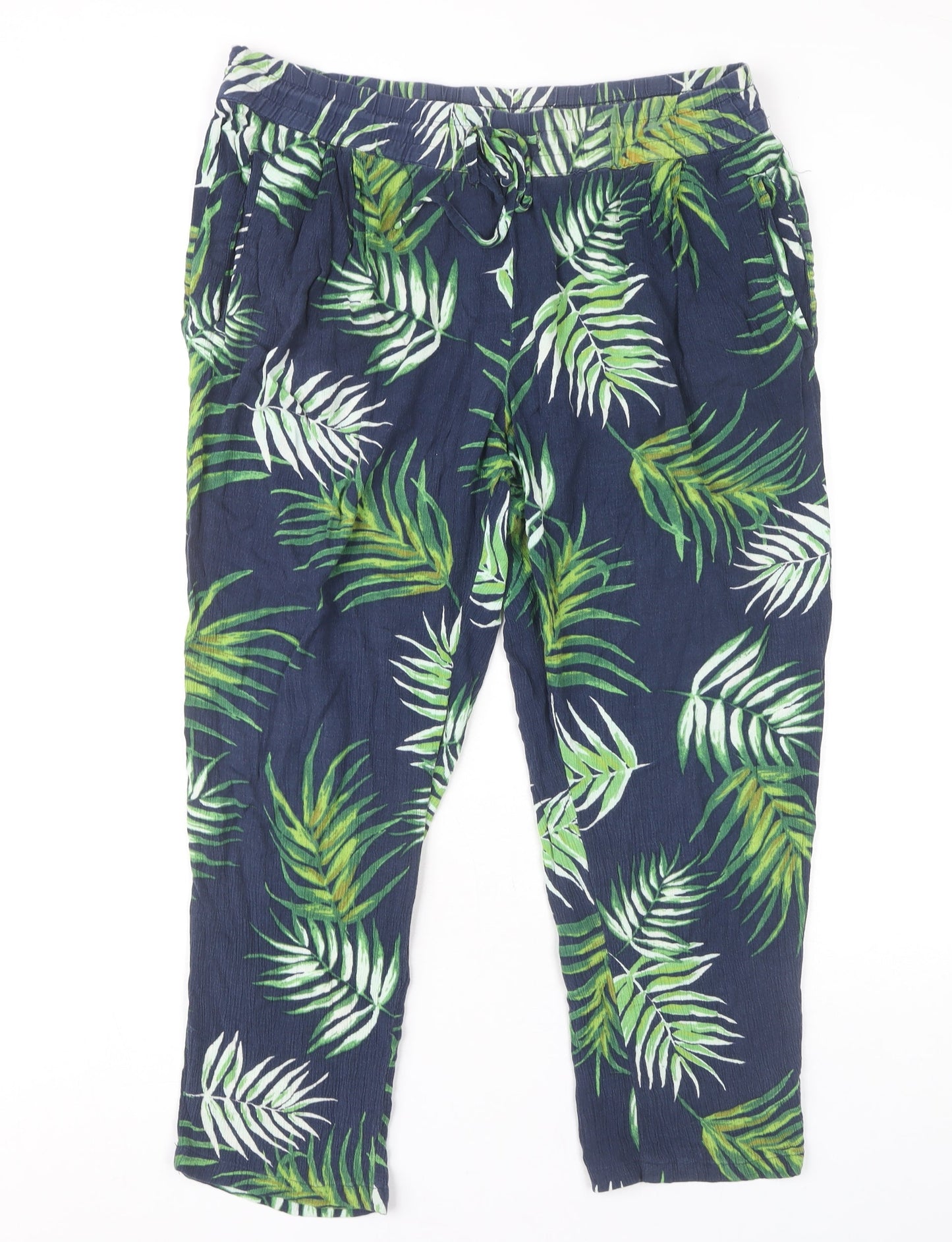 Womens UK Size 14 Marks and Spencer Regular Fit Cropped Multicoloured Trousers