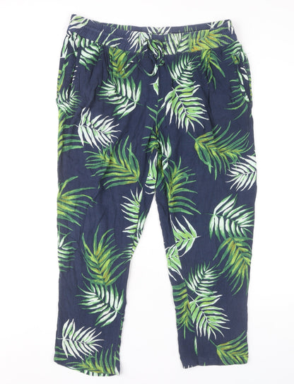 Womens UK Size 14 Marks and Spencer Regular Fit Cropped Multicoloured Trousers