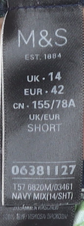 Womens UK Size 14 Marks and Spencer Regular Fit Cropped Multicoloured Trousers