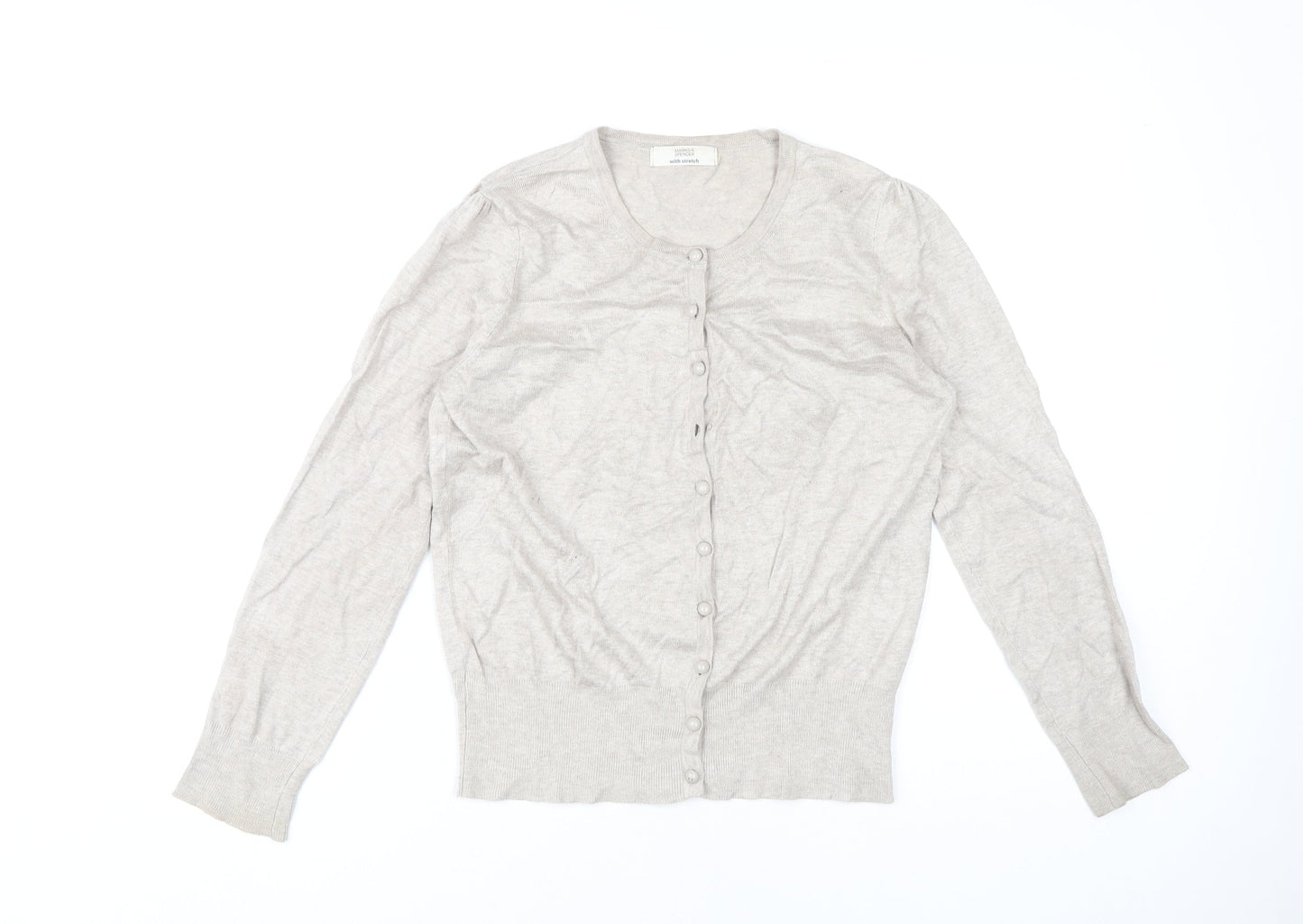 Womens UK Size 12 Marks and Spencer Beige Cardigan Jumper