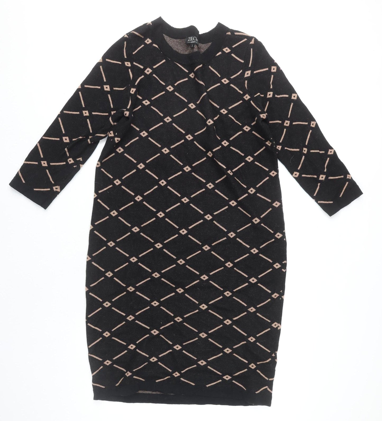 Zilch Women's Black Geometric Shift Dress L