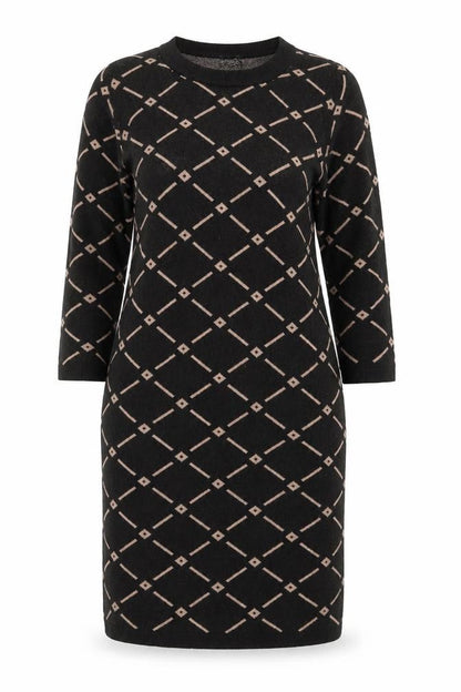 Zilch Women's Black Geometric Shift Dress L