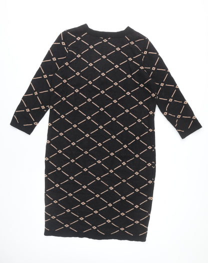 Zilch Women's Black Geometric Shift Dress L